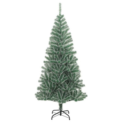 vidaXL Sztuczna choinka z 300 LED, bombkami i śniegiem, 210 cm