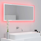 vidaXL Lustro łazienkowe LED, wysoki połysk białe, 100x8,5x37cm, akryl