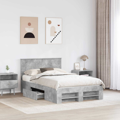 Ramka łóżka Betonowy szary 120 x 200 cm Drewno inżynieryjne