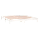 vidaXL Rama łóżka z LED, biała, 160x200 cm, lite drewno
