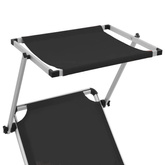 vidaXL Składany leżak z daszkiem, aluminium i textilene, czarny