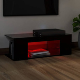 vidaXL Szafka pod TV z oświetleniem LED, czarna, 90x39x30 cm