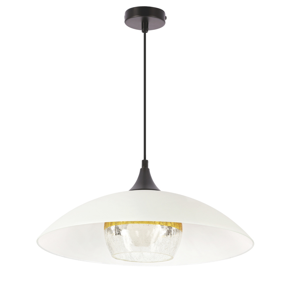DUETTO lampa wisząca czarny 1x40W E27 klosz biały+złoty