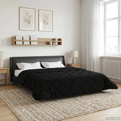 Letni Kołdra Czarny 220 x 260 cm Mikrofibra i Fleece Teddy