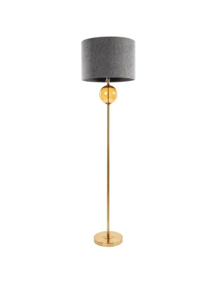 Lampa podłogowa LEONA szara E27 100W złota