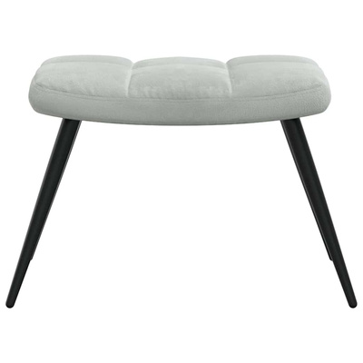Fotel z podnóżkiem, jasnoszary, obity aksamitem model standard