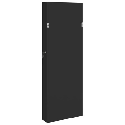 vidaXL Wisząca szafka na biżuterię, z lustrem, czarna, 37,5x10x106 cm