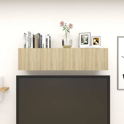 vidaXL Wiszące szafki telewizyjne, 4 szt., dąb sonoma, 30,5x30x30 cm