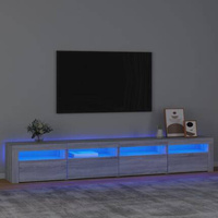 Szafka pod TV z oświetleniem LED, szary dąb sonoma,240x35x40 cm vidaXL