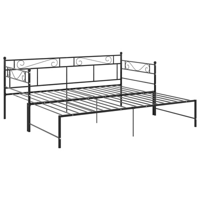 Sofa z wysuwaną ramą łóżka, czarna, metalowa, 90x200 cm wariant 5