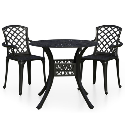3-cz. zestaw mebli bistro ze stopu aluminium, czarny