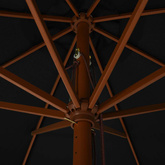 Parasol ogrodowy na drewnianym słupku, 330 cm, czarny