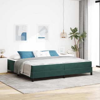 Łóżko sprężynowe z materacem Ciemna zieleń 200 x 210 cm tkanina