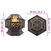 vidaXL Rustykalne palenisko z pogrzebaczem, 62x54x56 cm, XXL, stal