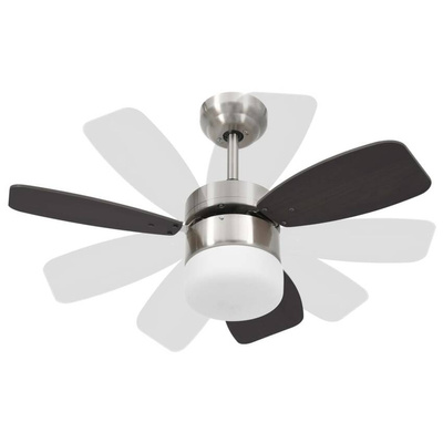 vidaXL Wentylator sufitowy z lampą i pilotem, 76 cm, ciemnobrązowy