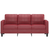 3-osobowa sofa, winna czerwień, 180 cm, sztuczna skóra
