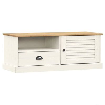 vidaXL Szafka pod TV VIGO, biała, 106x40x40 cm, lite drewno sosnowe