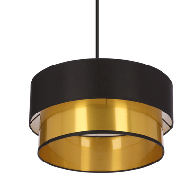 Lampa wisząca z abażurem Erna czarno-złota do salonu E27 metalowa