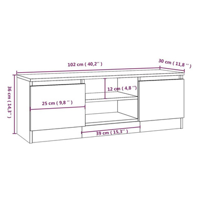vidaXL Szafka pod TV, z drzwiczkami, przydymiony dąb, 102x30x36 cm