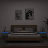 Wiszące szafki nocne z LED, 2 szt., szary dąb sonoma vidaXL