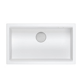 LOGAN 110 GraniteQ zlewozmywak snow white 76x44x23,5 cm 1-komorowy podwieszany z syfonem manualnym stal szlachetna