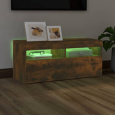 Szafka pod TV z oświetleniem LED, przydymiony dąb, 90x35x40 cm vidaXL