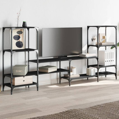 vidaXL Szafka pod TV, czarna, 206,5x28,5x95 cm