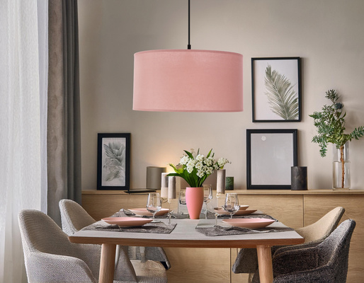 SHANTI lampa wisząca czarny 1x40 E27 abażur jasny wrzosowy  31-38647