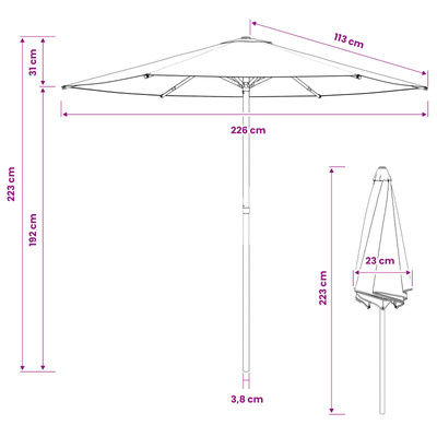 Parasolka ogrodowa 230 x 230 cm Poliester Prostokątny Czarny