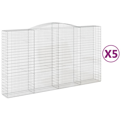 Kosze gabionowe, 5 szt, 400x50x220/240 cm, galwanizowane żelazo