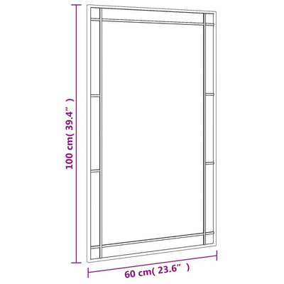 vidaXL Lustro ścienne, czarne, 60x100 cm, prostokątne, żelazo