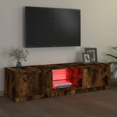 vidaXL Szafka pod TV, z LED, przydymiony dąb, 140 x 40 x 35,5 cm