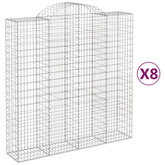 Kosze gabionowe, 8 szt, 200x50x200/220 cm, galwanizowane żelazo