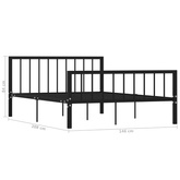 Rama łóżka, czarna, metalowa, 140 x 200 cm