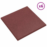 Płytki ochronne przed upadkiem 6 pcs czerwony 50 x 50 cm Guma