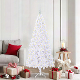 Sztuczna choinka z 300 diodami LED Biały 180 cm PVC i stal
