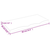 Półka, brązowa, 80x40x(2-4) cm, lakierowane lite drewno dębowe
