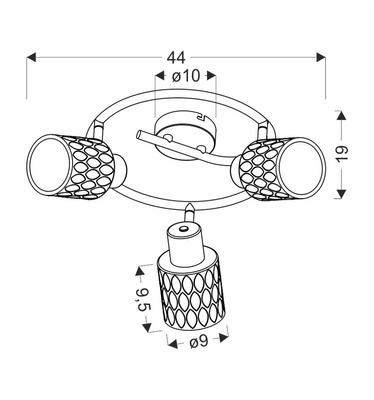 Lampa Sufitowa Spirala Czarny 3X40W E27 Klosz Dymiony Bill