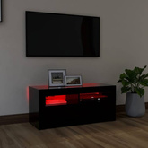 vidaXL Szafka pod TV z oświetleniem LED, czarna, 90x35x40 cm