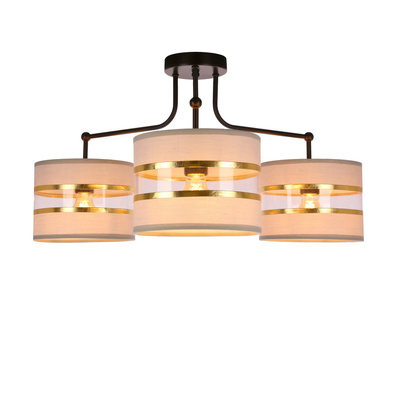 Lampa sufitowa czarny 3xE27 abażur biały + złoty Andy 33-00514