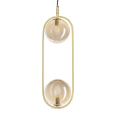 Lampa wisząca CORDEL vintage - złoty mosiądz z bursztynowymi kloszami kulkami - eleganckie oświetlenie salonu 2x G9 LED