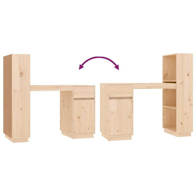vidaXL Biurko, 110x50x75 cm, lite drewno sosnowe
