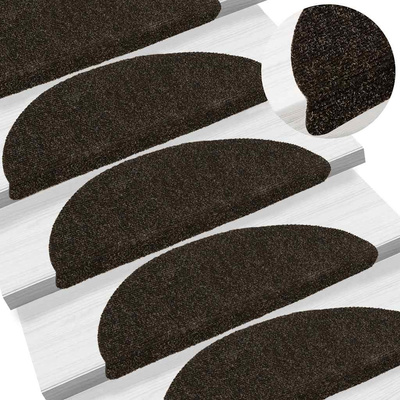 Maty na schody samoprzylepne 10 szt. 56x17x3 cm Ciemnobrązowe półokrągłe