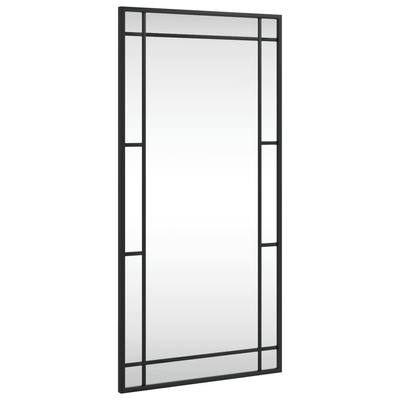 vidaXL Lustro ścienne, czarne, 40x80 cm, prostokątne, żelazo