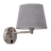 Ibis lampa kinkiet satynowy 1x40W E14 abażur grafitowy