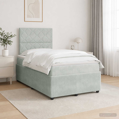 Łóżko z box spring LED z materacem jasnoszary 120 x 200 cm