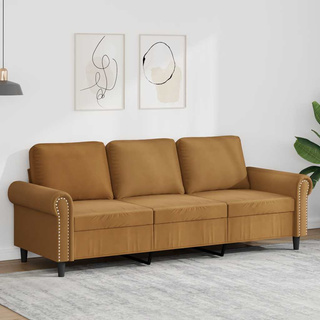 Sofa 3-osobowa, brązowa, 180 cm, tapicerowana aksamitem