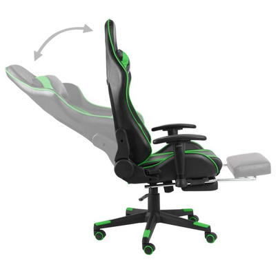 vidaXL Obrotowy fotel gamingowy z podnóżkiem, zielony, PVC