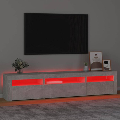 vidaXL Szafka pod TV z oświetleniem LED, szarość betonu, 195x35x40 cm