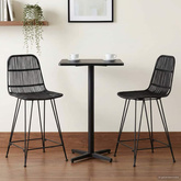 Stołek barowy 2 szt. Czarny 44 x 54 x 96 cm Rattan i Stal